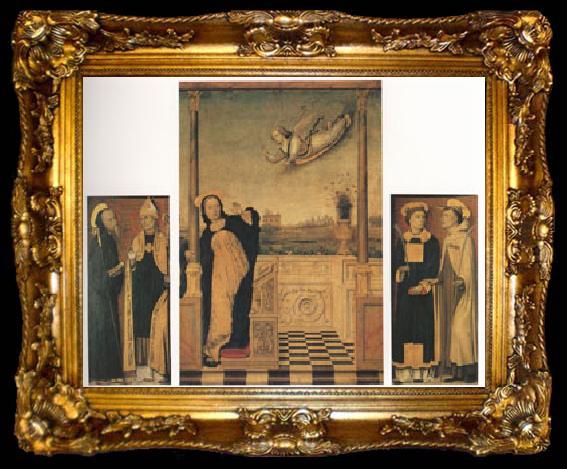 framed  Carlo di Braccesco The Annunciation with Saints A triptych (mk05), ta009-2